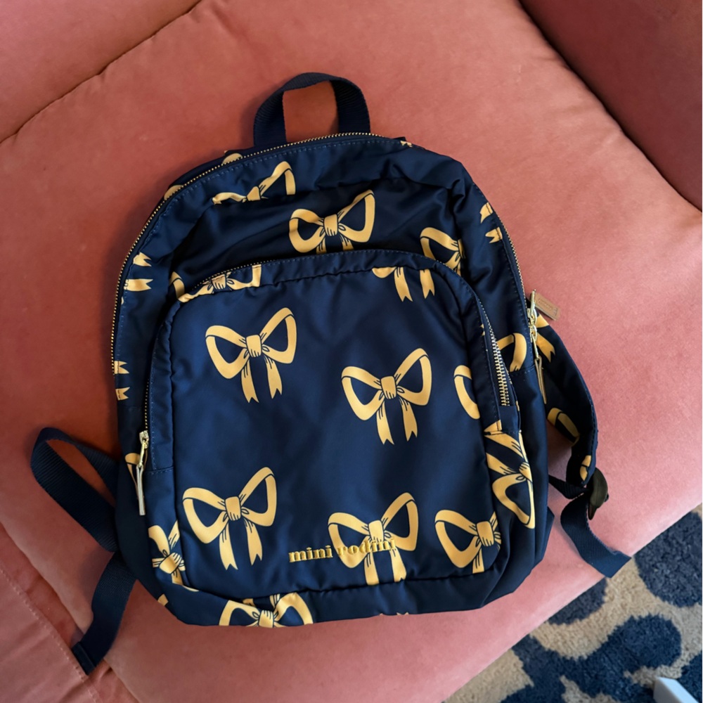 Mini Rodini kids Backpack with Yellow Bow Print